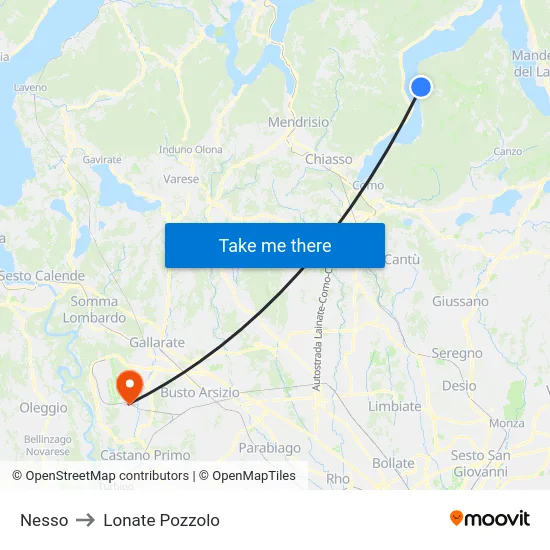 Nesso to Lonate Pozzolo map