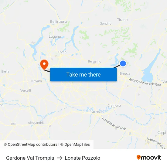 Gardone Val Trompia to Lonate Pozzolo map