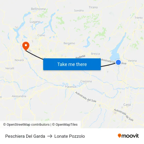 Peschiera Del Garda to Lonate Pozzolo map