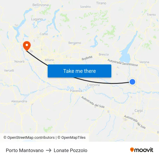 Porto Mantovano to Lonate Pozzolo map