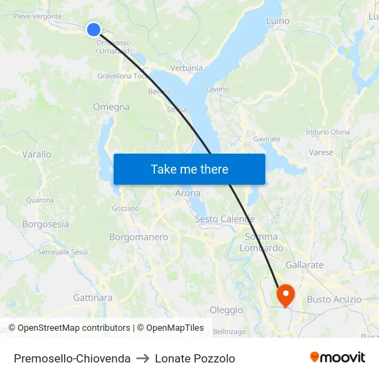 Premosello-Chiovenda to Lonate Pozzolo map