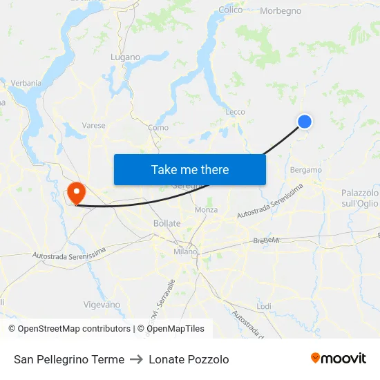 San Pellegrino Terme to Lonate Pozzolo map