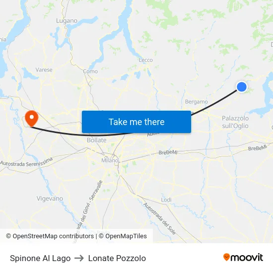 Spinone Al Lago to Lonate Pozzolo map