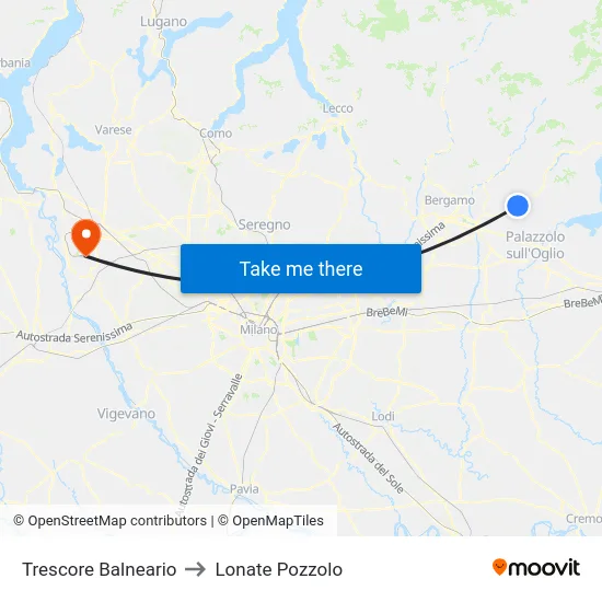 Trescore Balneario to Lonate Pozzolo map