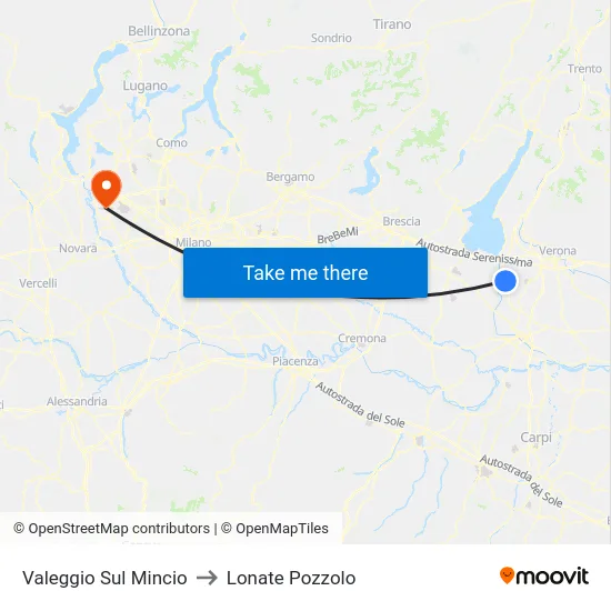 Valeggio Sul Mincio to Lonate Pozzolo map