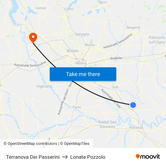 Terranova Dei Passerini to Lonate Pozzolo map