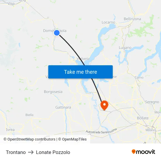Trontano to Lonate Pozzolo map