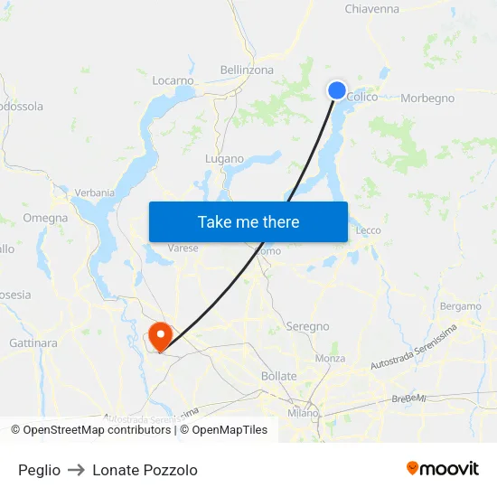 Peglio to Lonate Pozzolo map