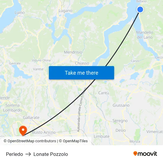 Perledo to Lonate Pozzolo map