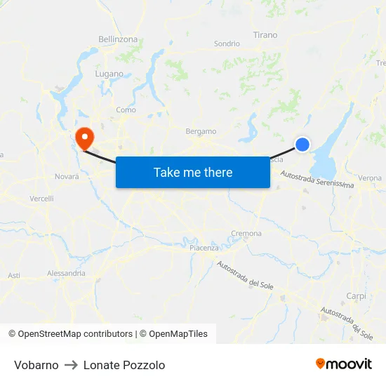 Vobarno to Lonate Pozzolo map