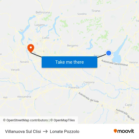Villanuova Sul Clisi to Lonate Pozzolo map