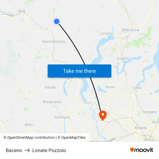 Baceno to Lonate Pozzolo map