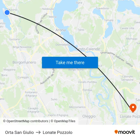 Orta San Giulio to Lonate Pozzolo map