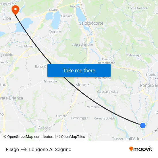 Filago to Longone Al Segrino map