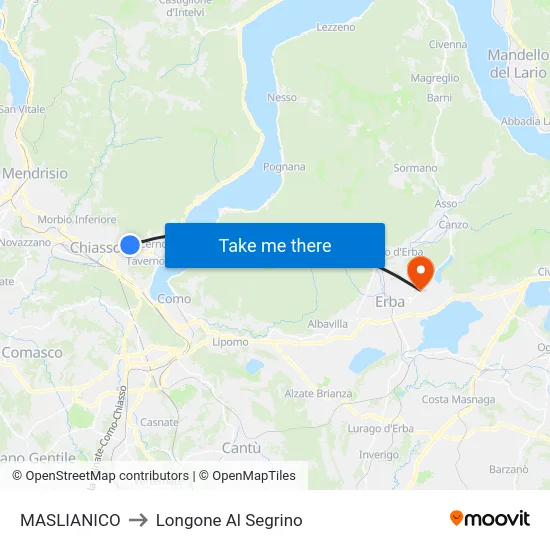 MASLIANICO to Longone Al Segrino map