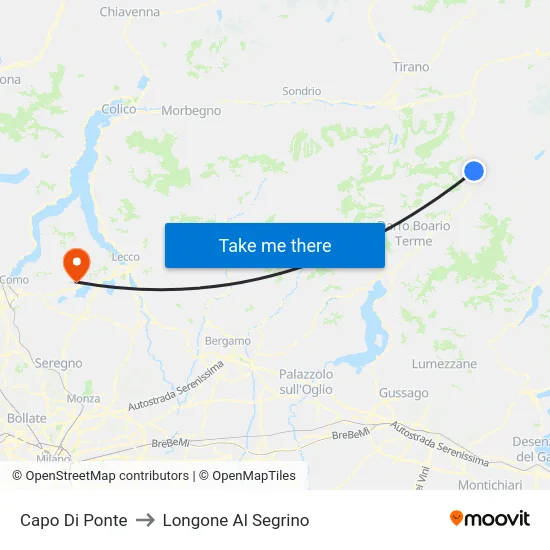 Capo Di Ponte to Longone Al Segrino map