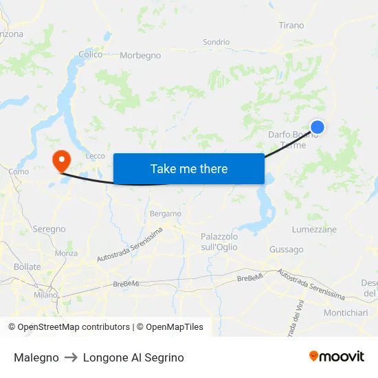 Malegno to Longone Al Segrino map