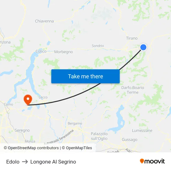 Edolo to Longone Al Segrino map
