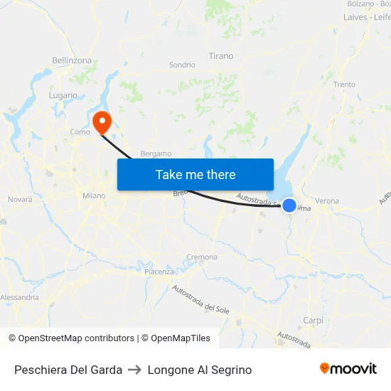 Peschiera Del Garda to Longone Al Segrino map