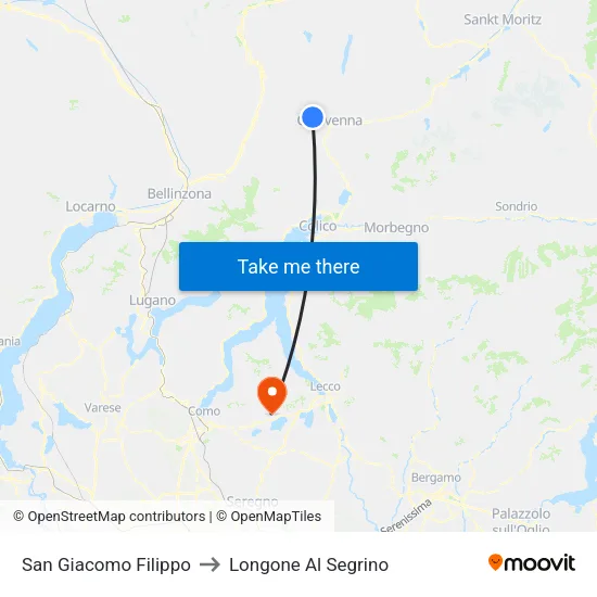 San Giacomo Filippo to Longone Al Segrino map