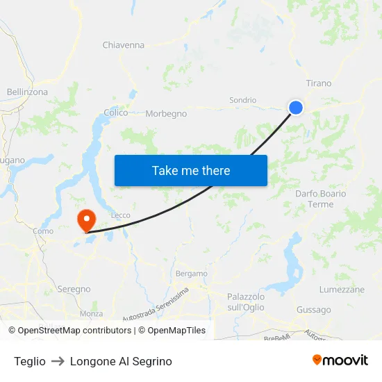 Teglio to Longone Al Segrino map