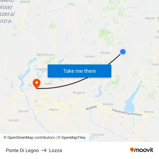 Ponte Di Legno to Lozza map