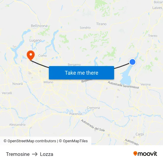 Tremosine to Lozza map