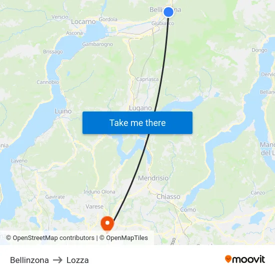 Bellinzona to Lozza map