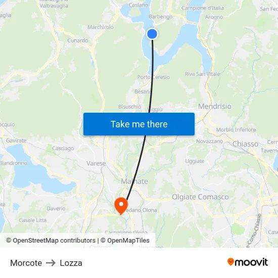 Morcote to Lozza map