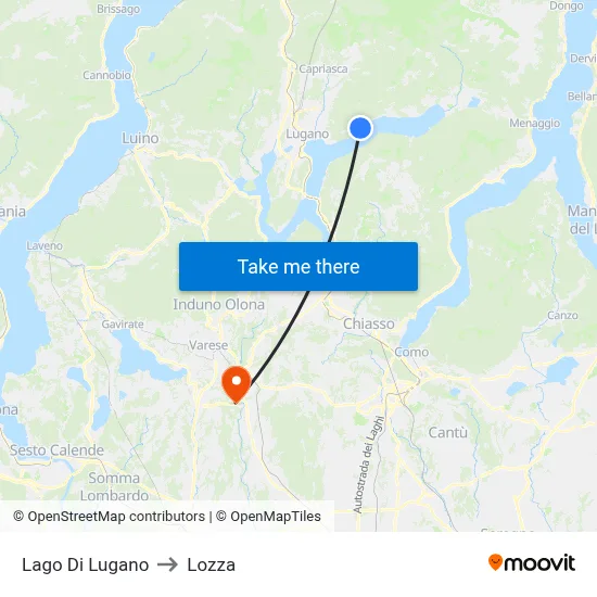 Lake of Lugano to Lozza map