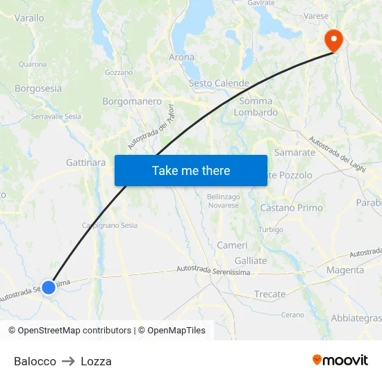 Balocco to Lozza map