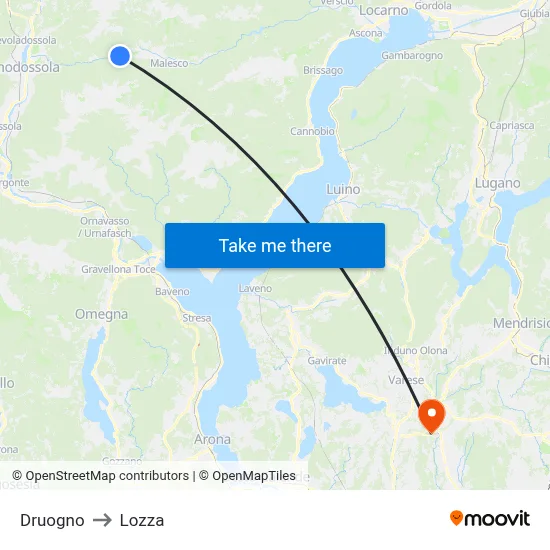 Druogno to Lozza map