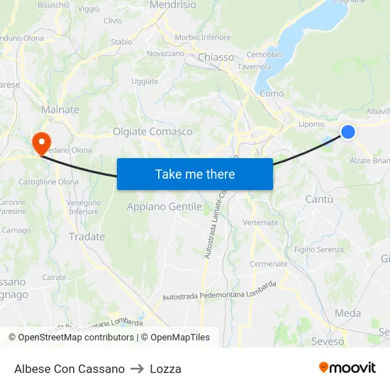 Albese Con Cassano to Lozza map