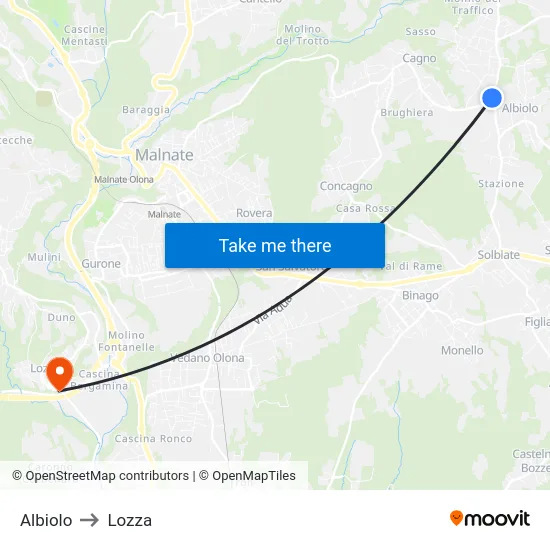 Albiolo to Lozza map