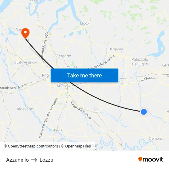 Azzanello to Lozza map