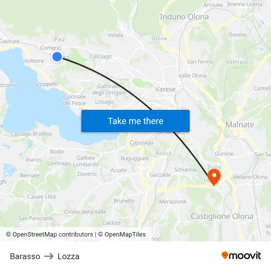 Barasso to Lozza map