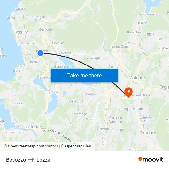 Besozzo to Lozza map