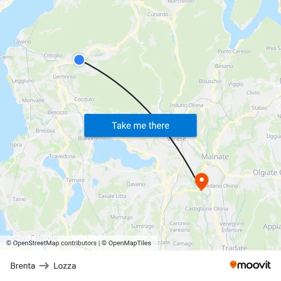 Brenta to Lozza map