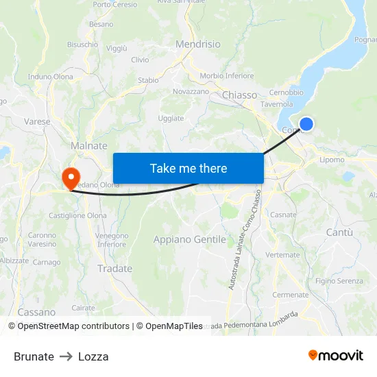 Brunate to Lozza map