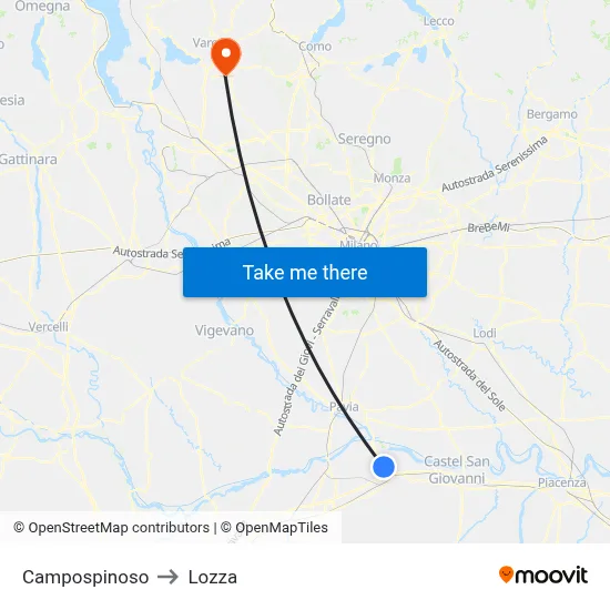 Campospinoso to Lozza map