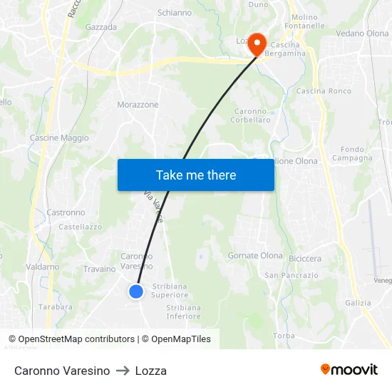 Caronno Varesino to Lozza map