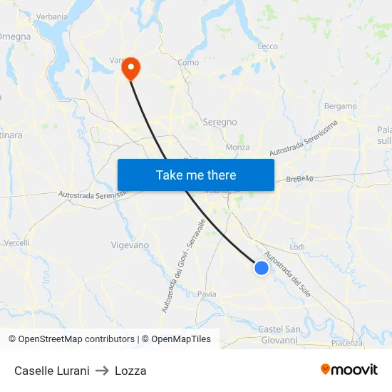 Caselle Lurani to Lozza map