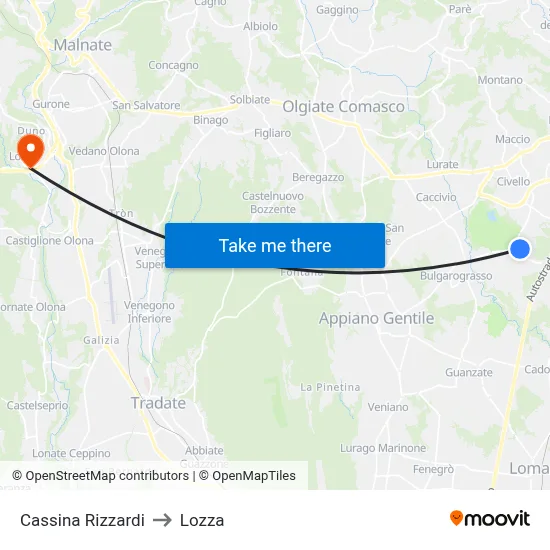 Cassina Rizzardi to Lozza map