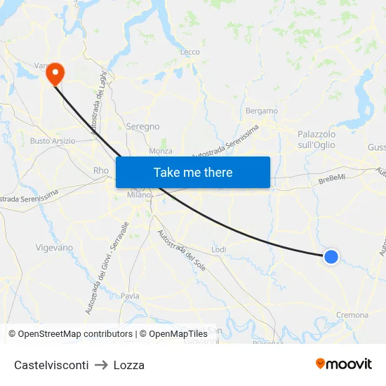 Castelvisconti to Lozza map