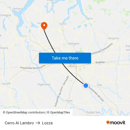 Cerro Al Lambro to Lozza map