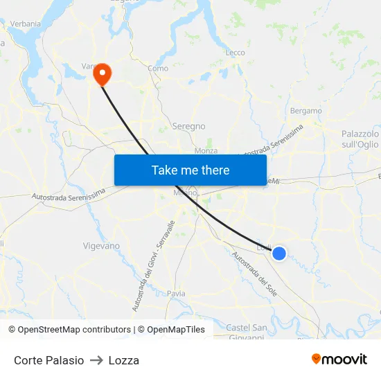 Corte Palasio to Lozza map