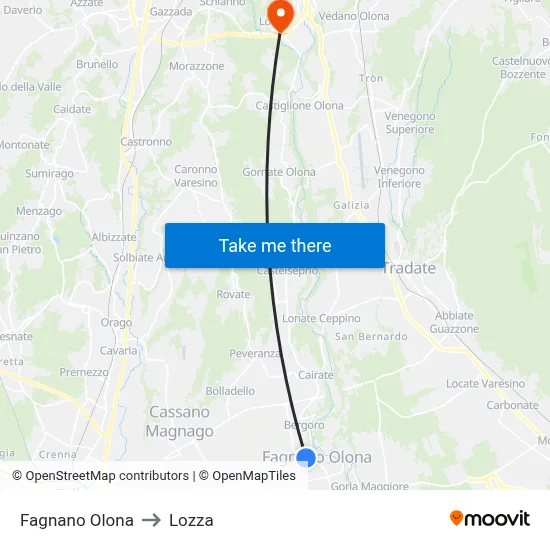 Fagnano Olona to Lozza map