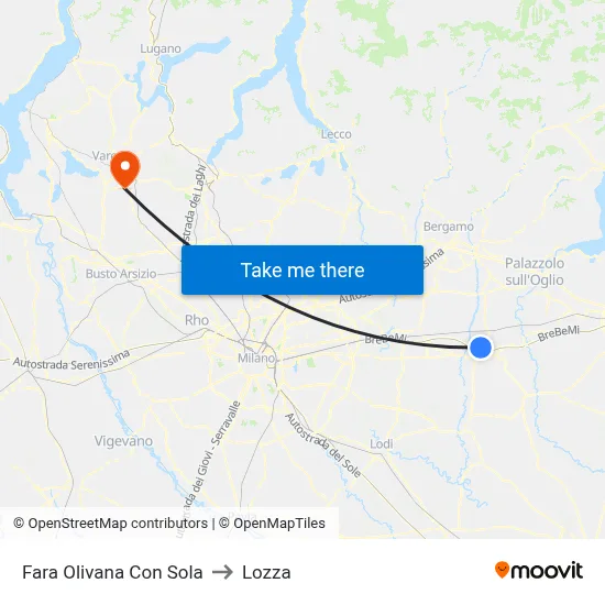 Fara Olivana Con Sola to Lozza map