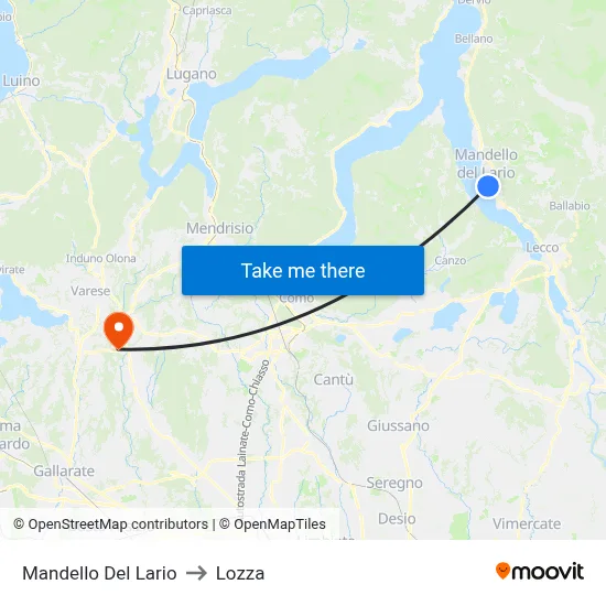 Mandello Del Lario to Lozza map