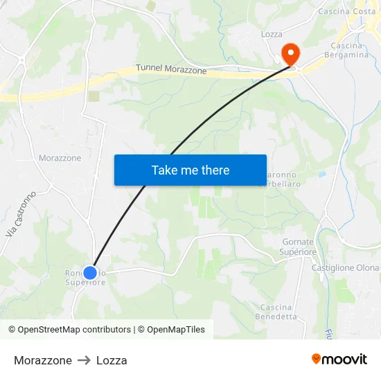 Morazzone to Lozza map